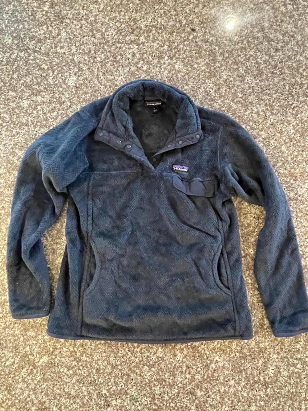 Patagonia Women’s Re-Tool Snap-T Fleece Pullover size large Kangaroo pocket blue
